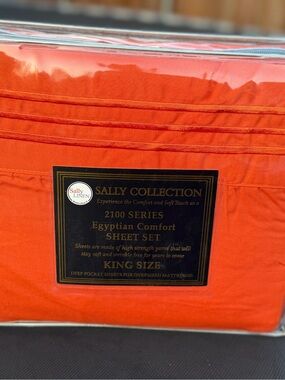 New king size bed sheet set 4PCS deep pocket orange burnet color Egyptian comfor